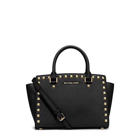 michael michael kors selma studded satchel|Selma Medium Studded Leather Satchel .